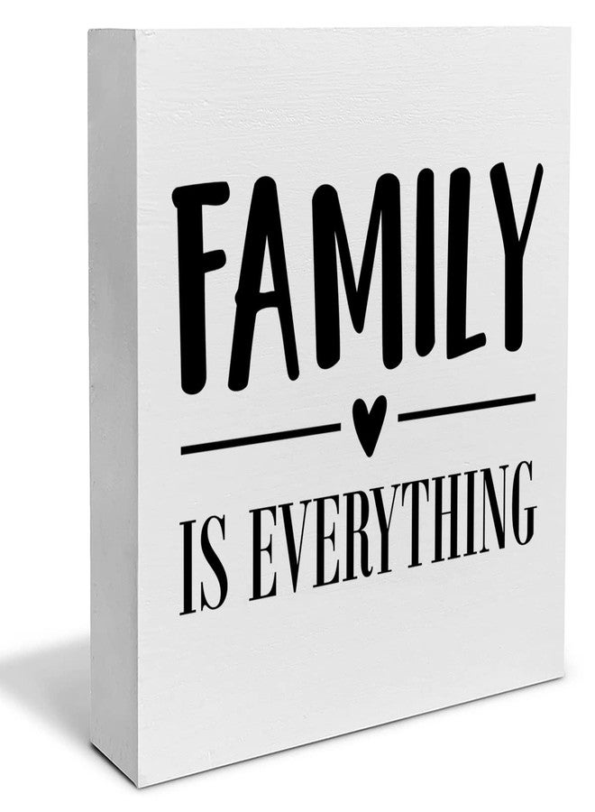 PIXCEOS Family is Everything Decorative Wooden Box Sign Family Home Wood Block Plaque Decor Rustic Shelf or Wall Display for Living Room Bedroom - Image 1